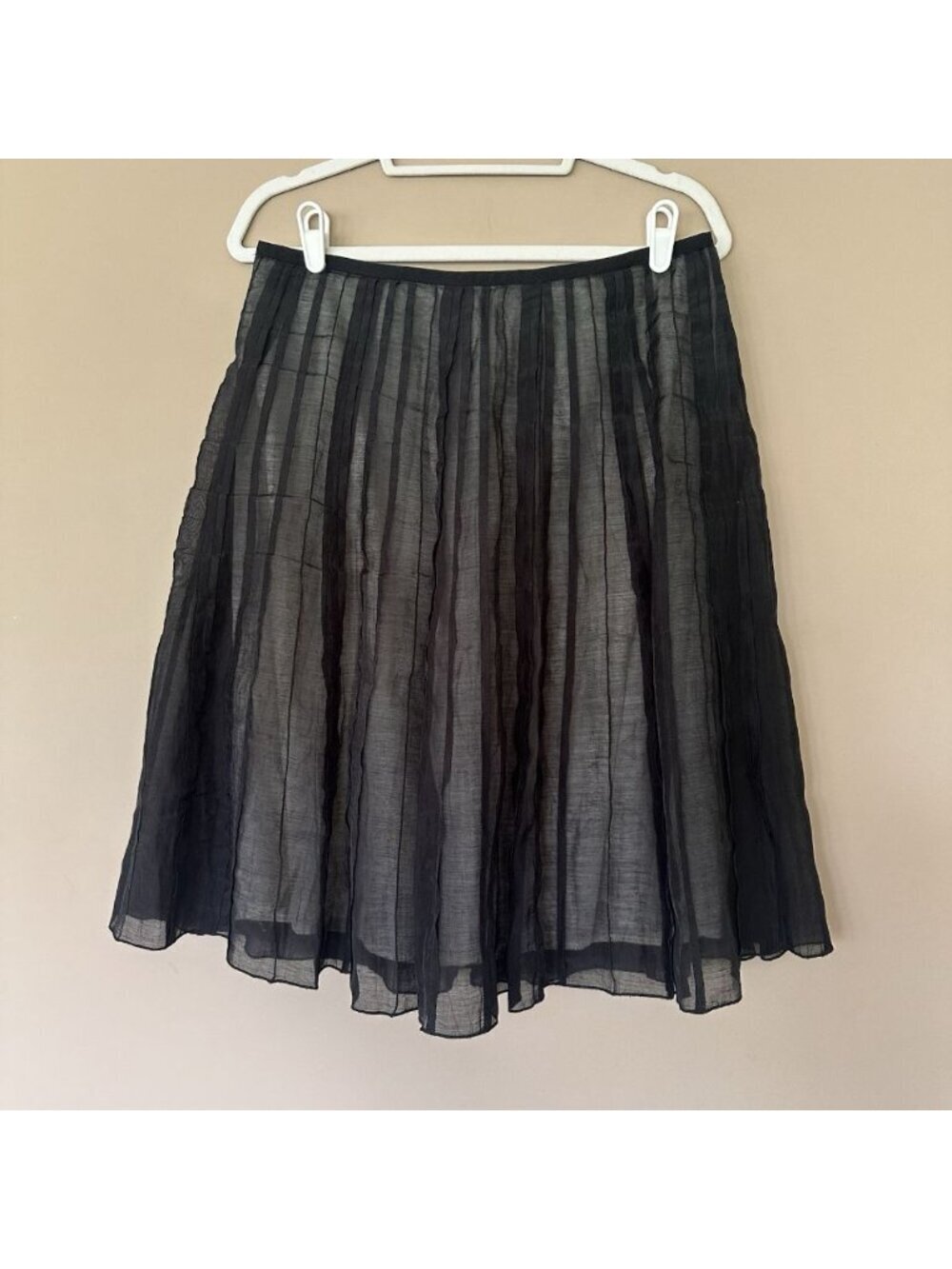 Nic & Zoe Black Pleated Midi Skirt 8 Dark Fairy Academia Aline Sheer Overlay - Picture 2 of 9